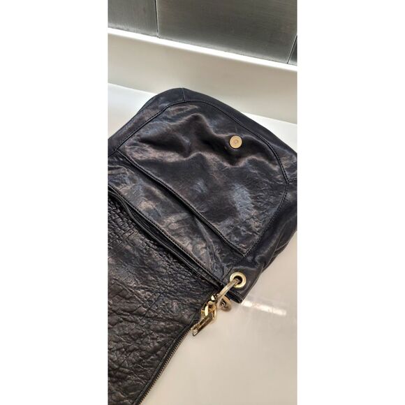 Michael Kors Y2K Grunge Goth Leather Black and Gold Purse Handbag Vintage Chain - Picture 6 of 12